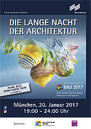 -Abends: Die Lange Nacht der Architektur in M&uuml;nchen: 70 Geb&auml;ude - 9 Holzgeb&auml;ude - 1 Nacht - 30.000 Besucher. proHolz Bayern erstmalig Sponsor dieses M&uuml;nchner Erfolgsprojektes 